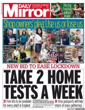 Daily Mirror (UK) Newspaper Front Page for 5 April 2021