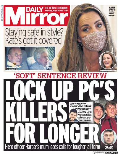 Daily Mirror Newspaper Front Page (UK) for 5 August 2020