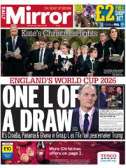 Daily Mirror front page for 6 December 2025