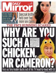 Daily Mirror (UK) Newspaper Front Page for 6 March 2015