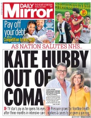 Daily Mirror (UK) Newspaper Front Page for 6 July 2020