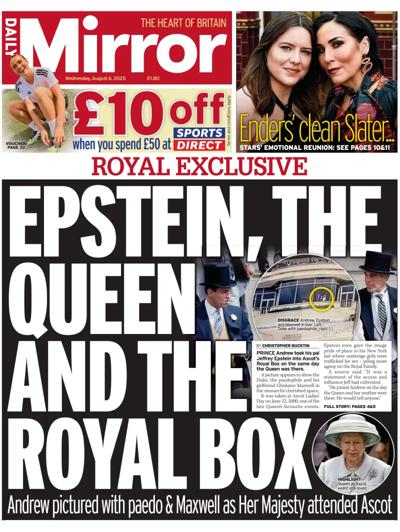 Daily Mirror Newspaper Front Page (UK) for 6 August 2025