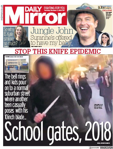 Daily Mirror Newspaper Front Page (UK) for 7 December 2018