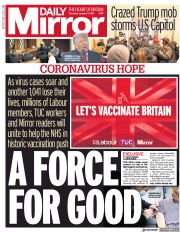 Daily Mirror (UK) Newspaper Front Page for 7 January 2021