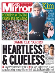 Daily Mirror (UK) Newspaper Front Page for 7 September 2020