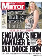 Daily Mirror (UK) Newspaper Front Page for 8 October 2016