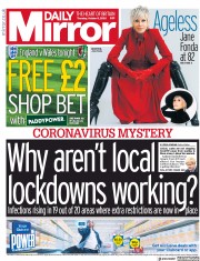 Daily Mirror (UK) Newspaper Front Page for 8 October 2020