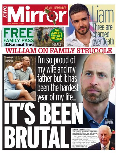 Daily Mirror Newspaper Front Page (UK) for 8 November 2024