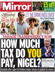 Daily Mirror front page for 8 September 2025