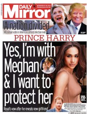 Daily Mirror (UK) Newspaper Front Page for 9 November 2016