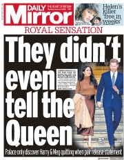 Daily Mirror (UK) Newspaper Front Page for 9 January 2020