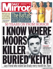 Daily Mirror (UK) Newspaper Front Page for 9 May 2016