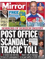 Daily Mirror front page for 9 July 2025