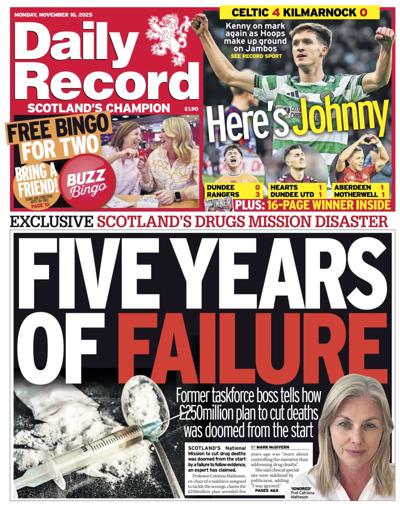 Daily Record Newspaper Front Page (UK) for 10 November 2025