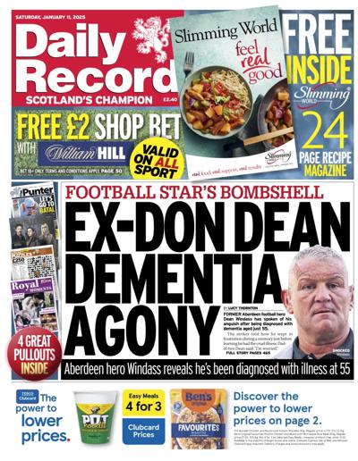 Daily Record Newspaper Front Page (UK) for 11 January 2025