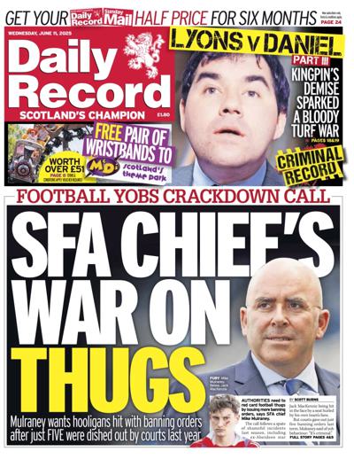 Daily Record Newspaper Front Page (UK) for 11 June 2025