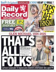 Daily Record front page for 11 July 2025