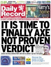 Daily Record front page for 11 September 2025