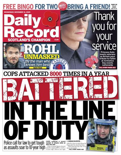 Daily Record Newspaper Front Page (UK) for 12 November 2025