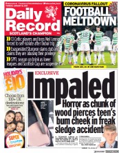 Daily Record (UK) Newspaper Front Page for 12 January 2021