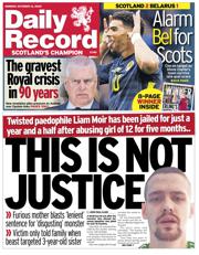 Daily Record front page for 13 October 2025