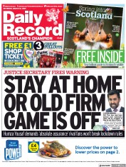 Daily Record (UK) Newspaper Front Page for 13 March 2021