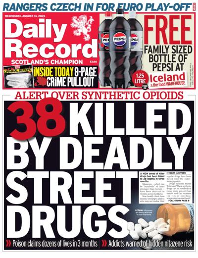 Daily Record Newspaper Front Page (UK) for 13 August 2025