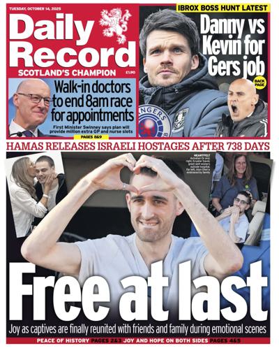 Daily Record Newspaper Front Page (UK) for 14 October 2025