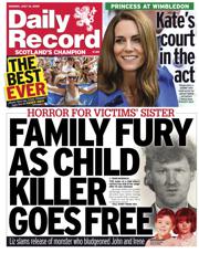Daily Record front page for 14 July 2025