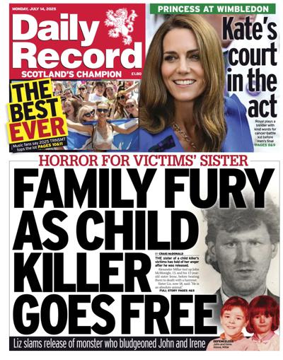 Daily Record Newspaper Front Page (UK) for 14 July 2025