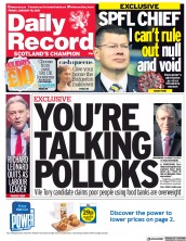 Daily Record (UK) Newspaper Front Page for 15 January 2021