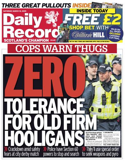 Daily Record Newspaper Front Page (UK) for 15 March 2025