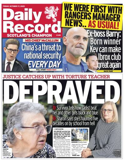 Daily Record Newspaper Front Page (UK) for 17 October 2025