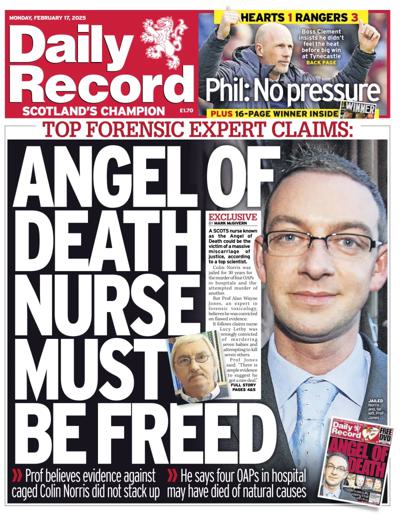 Daily Record Newspaper Front Page (UK) for 17 February 2025