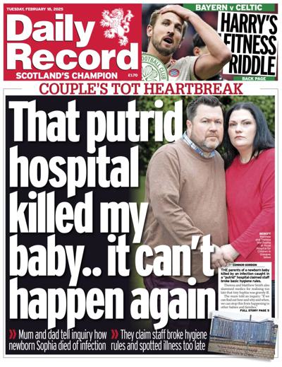 Daily Record Newspaper Front Page (UK) for 18 February 2025