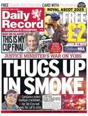 Daily Record front page for 18 June 2025