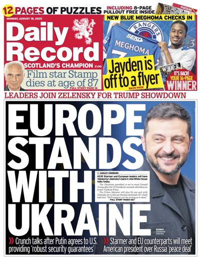 Daily Record Newspaper Front Page (UK) for 18 August 2025