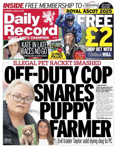 Daily Record Newspaper Front Page (UK) for 19 June 2025