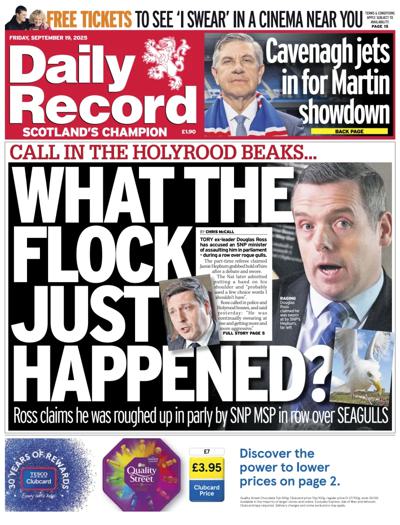 Daily Record Newspaper Front Page (UK) for 19 September 2025