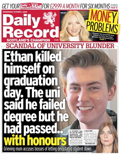 Daily Record Newspaper Front Page (UK) for 1 October 2025
