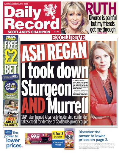 Daily Record Newspaper Front Page (UK) for 1 February 2025