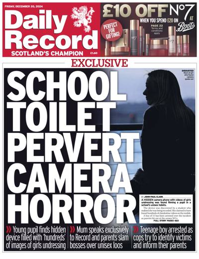 Daily Record Newspaper Front Page (UK) for 20 December 2024