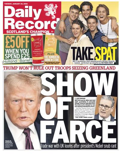 Daily Record Newspaper Front Page (UK) for 20 January 2026