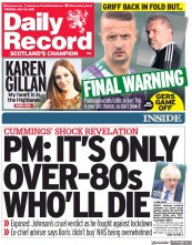 Daily Record (UK) Newspaper Front Page for 20 July 2021