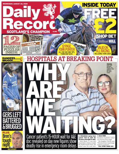 Daily Record Newspaper Front Page (UK) for 20 August 2025