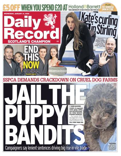 Daily Record Newspaper Front Page (UK) for 21 January 2026