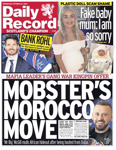 Daily Record Newspaper Front Page (UK) for 22 October 2025