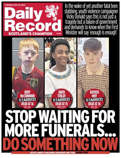 Daily Record Newspaper Front Page (UK) for 22 May 2025