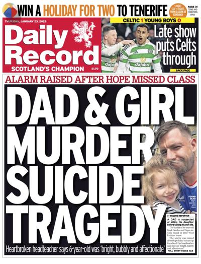 Daily Record Newspaper Front Page (UK) for 23 January 2025