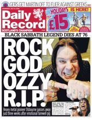 Daily Record front page for 23 July 2025